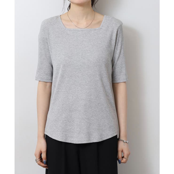 スクエアネック5分袖コットンリブTシャツ レディース 大きいサイズ | JungleJalopy | 詳細画像43 