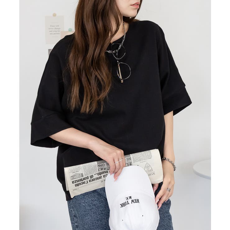 コットンワッフル7分袖ドルマンTシャツ レディース 大きいサイズ | JungleJalopy | 詳細画像2 