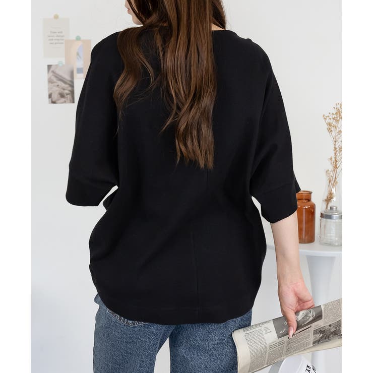 コットンワッフル7分袖ドルマンTシャツ レディース 大きいサイズ | JungleJalopy | 詳細画像5 