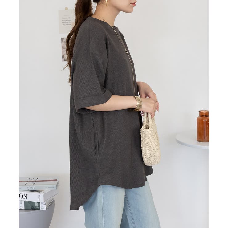 コットンワッフルロールアップハーフスリーブカットソー レディース 大きいサイズ | JungleJalopy | 詳細画像11 