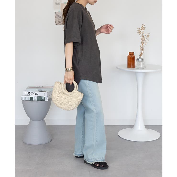 コットンワッフルロールアップハーフスリーブカットソー レディース 大きいサイズ | JungleJalopy | 詳細画像14 