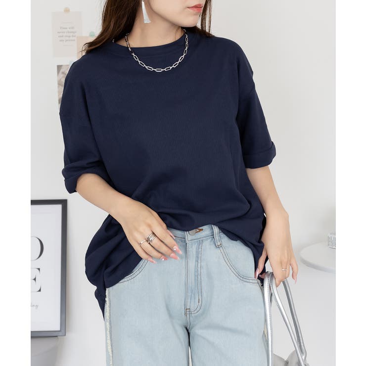 コットンワッフルロールアップハーフスリーブカットソー レディース 大きいサイズ | JungleJalopy | 詳細画像24 