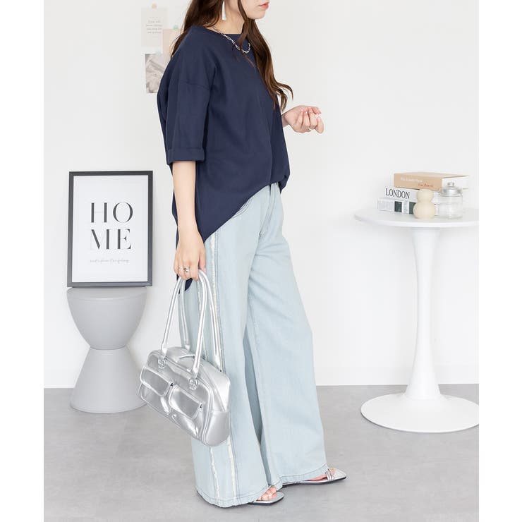 コットンワッフルロールアップハーフスリーブカットソー レディース 大きいサイズ | JungleJalopy | 詳細画像28 