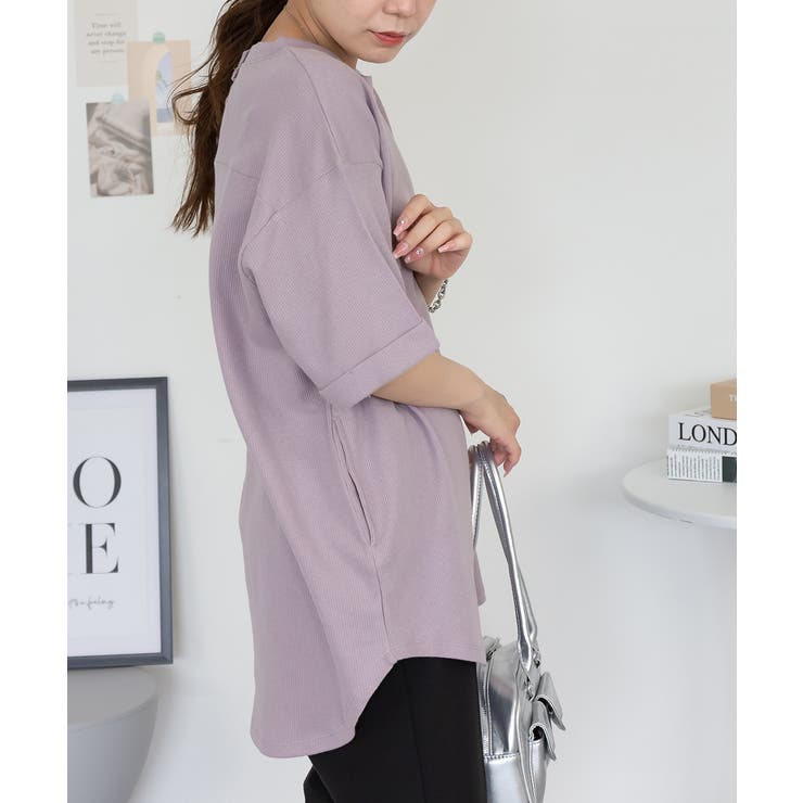 コットンワッフルロールアップハーフスリーブカットソー レディース 大きいサイズ | JungleJalopy | 詳細画像32 