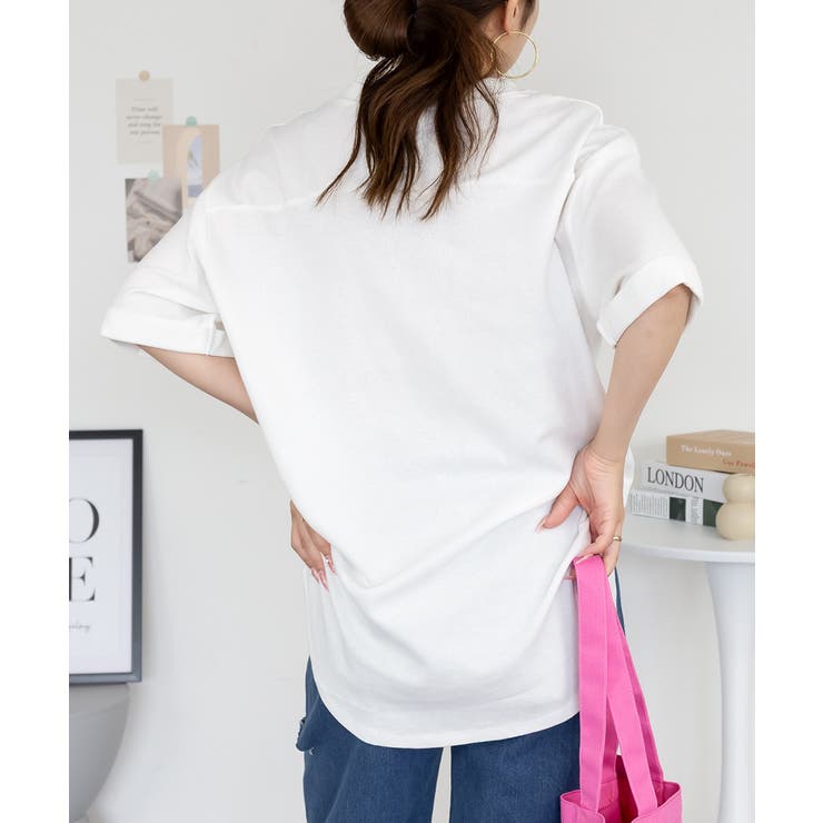 コットンワッフルロールアップハーフスリーブカットソー レディース 大きいサイズ | JungleJalopy | 詳細画像40 