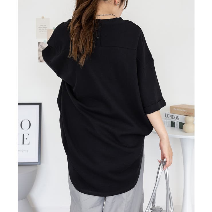 コットンワッフルロールアップハーフスリーブカットソー レディース 大きいサイズ | JungleJalopy | 詳細画像5 