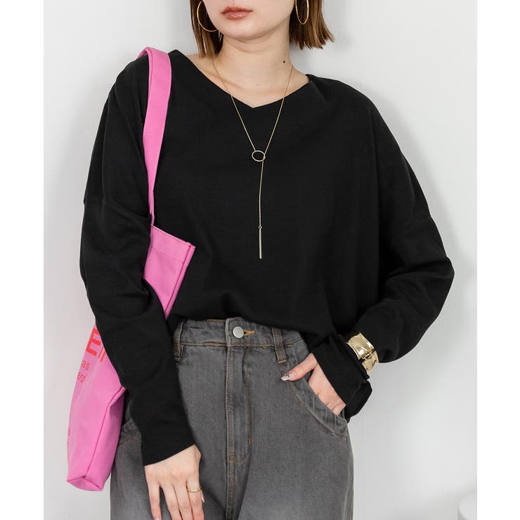 BLACK | ドルマンスリーブVネックTシャツ レディース 大きいサイズ | JungleJalopy