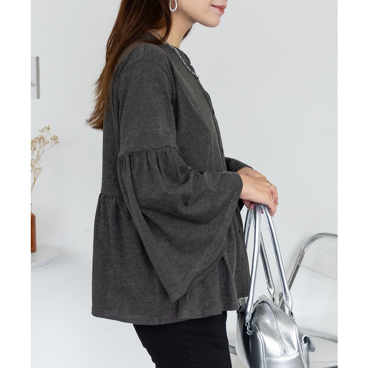 ペプラムギャザーブラウス風カットソー レディース 大きいサイズ | JungleJalopy | 詳細画像11 