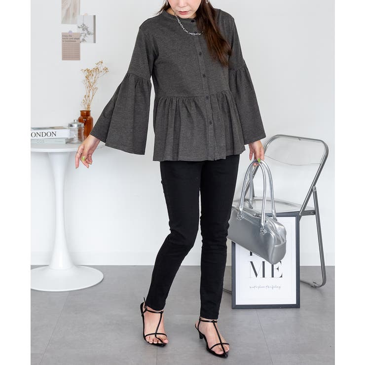 ペプラムギャザーブラウス風カットソー レディース 大きいサイズ | JungleJalopy | 詳細画像13 