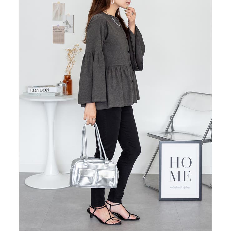 ペプラムギャザーブラウス風カットソー レディース 大きいサイズ | JungleJalopy | 詳細画像14 