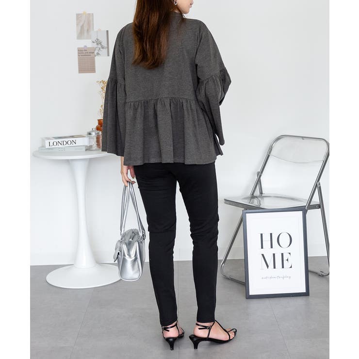 ペプラムギャザーブラウス風カットソー レディース 大きいサイズ | JungleJalopy | 詳細画像15 