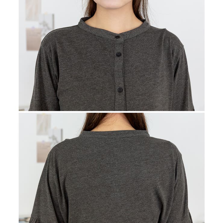 ペプラムギャザーブラウス風カットソー レディース 大きいサイズ | JungleJalopy | 詳細画像19 