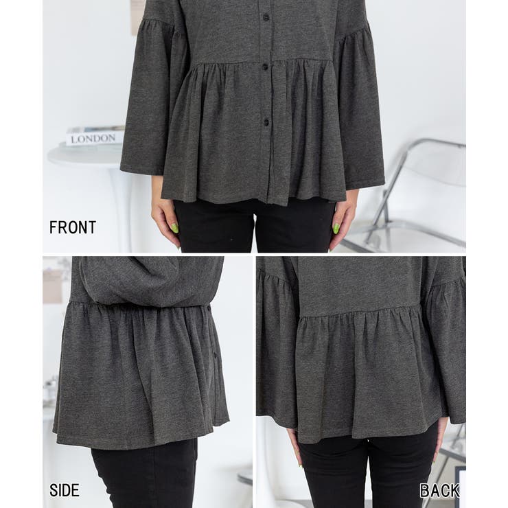 ペプラムギャザーブラウス風カットソー レディース 大きいサイズ | JungleJalopy | 詳細画像21 