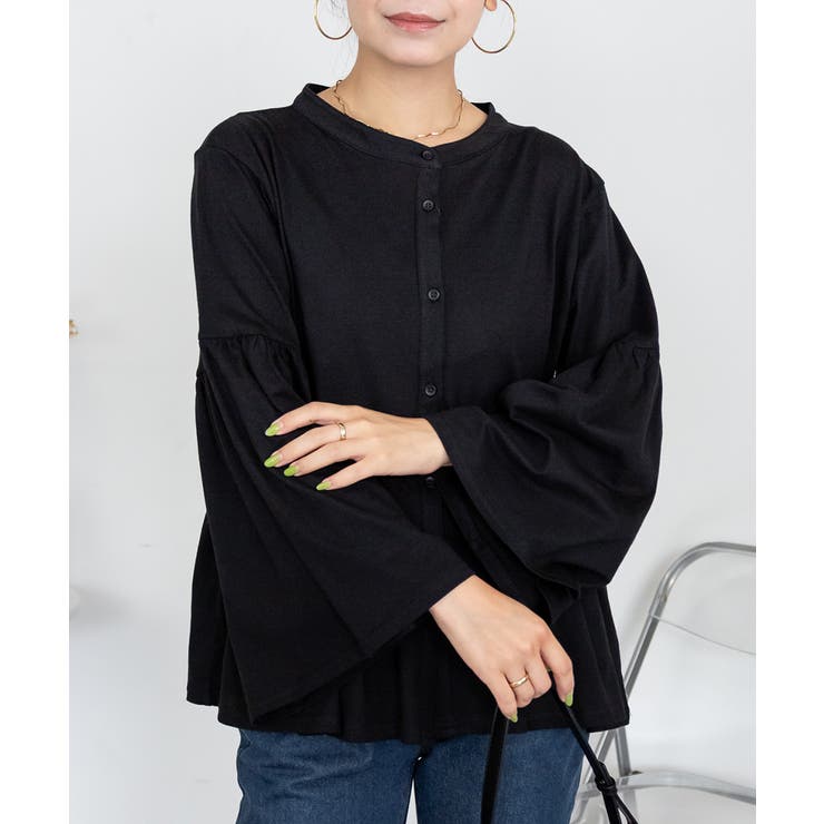 ペプラムギャザーブラウス風カットソー レディース 大きいサイズ | JungleJalopy | 詳細画像3 