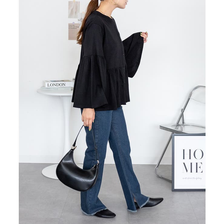 ペプラムギャザーブラウス風カットソー レディース 大きいサイズ | JungleJalopy | 詳細画像7 