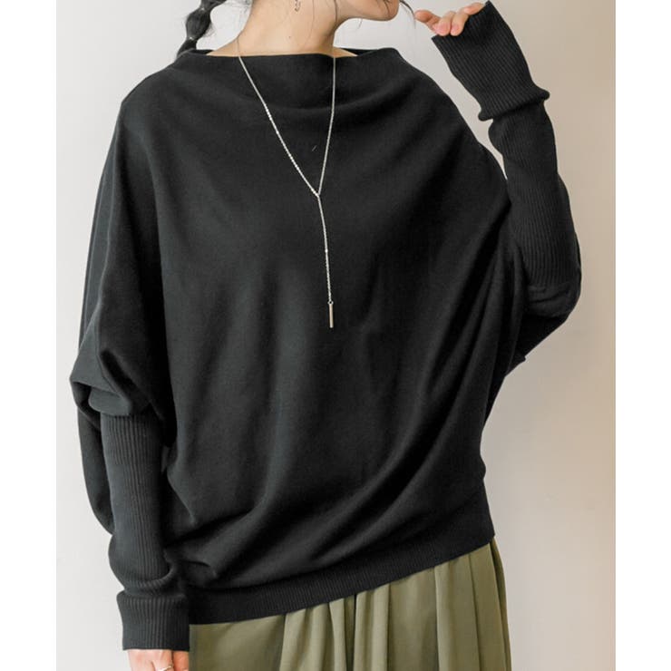 BLACK | 変形ボトルネックニット レディース 大きいサイズ | JungleJalopy