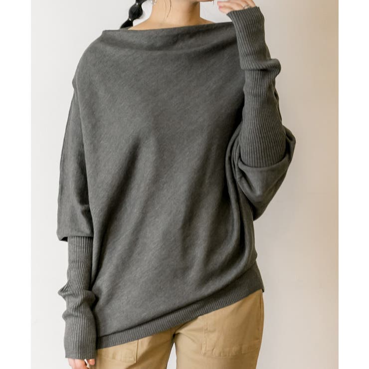 C-M-GRAY | 変形ボトルネックニット レディース 大きいサイズ | JungleJalopy