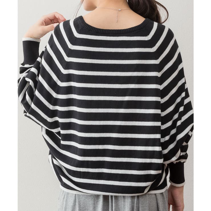 Vネックボーダードルマンニット セーター 大きいサイズ | JungleJalopy | 詳細画像15 