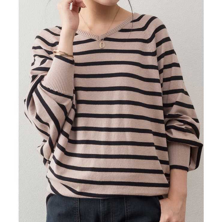 Vネックボーダードルマンニット セーター 大きいサイズ | JungleJalopy | 詳細画像28 