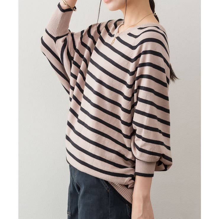 Vネックボーダードルマンニット セーター 大きいサイズ | JungleJalopy | 詳細画像30 