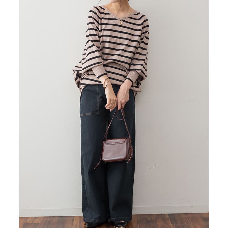 Vネックボーダードルマンニット セーター 大きいサイズ | JungleJalopy | 詳細画像32 