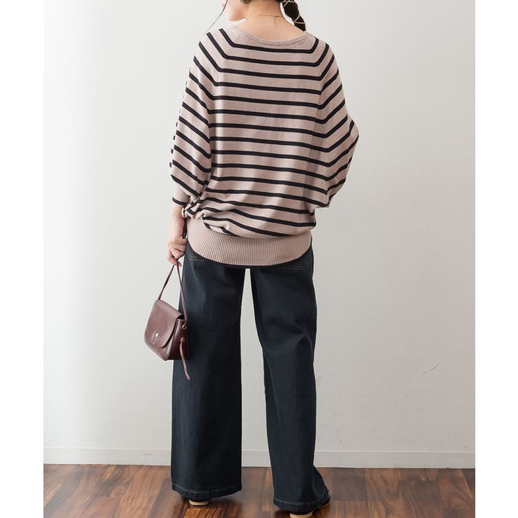 Vネックボーダードルマンニット セーター 大きいサイズ | JungleJalopy | 詳細画像34 