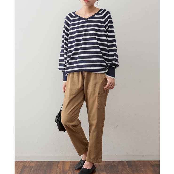 Vネックボーダードルマンニット セーター 大きいサイズ | JungleJalopy | 詳細画像40 