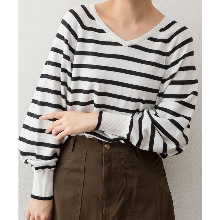 Vネックボーダードルマンニット セーター 大きいサイズ | JungleJalopy | 詳細画像45 