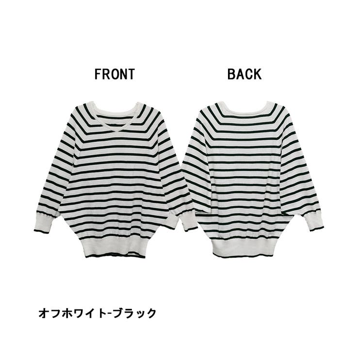 Vネックボーダードルマンニット セーター 大きいサイズ | JungleJalopy | 詳細画像8 