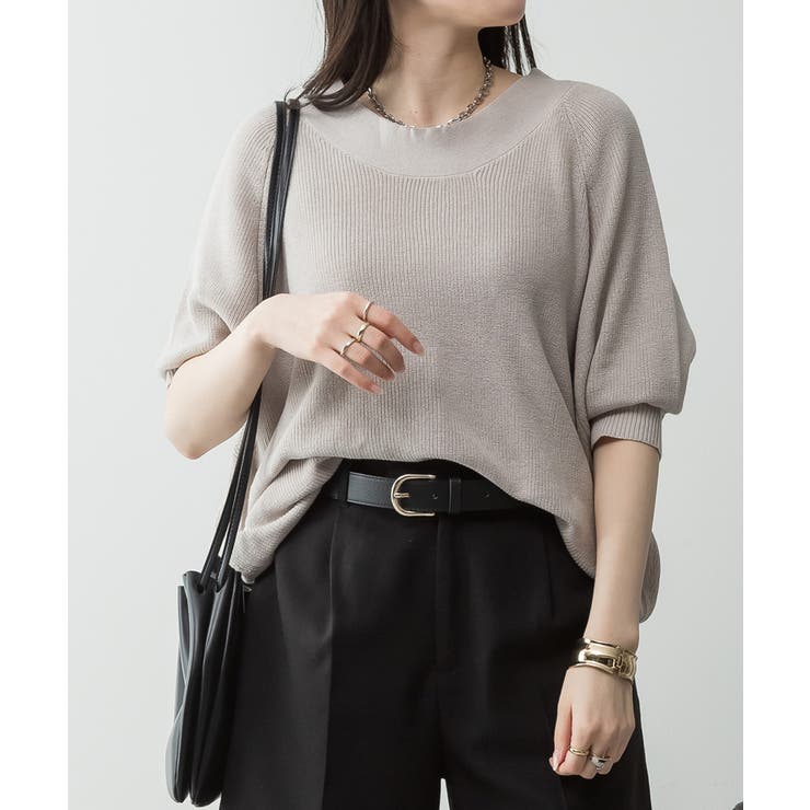 L-GRAY | 前後2WAY 畦編みルーズセーター レディース 大きいサイズ | JungleJalopy