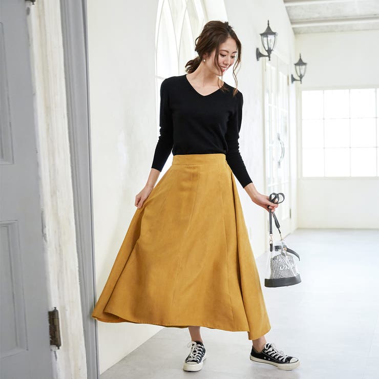 スカート スエードフレアスカート ロングスカート | karei | 詳細画像14 
