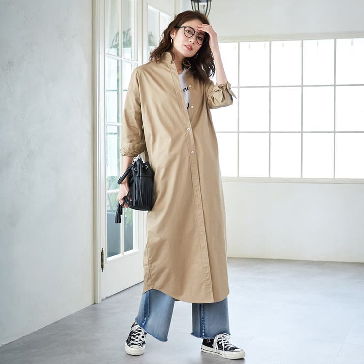 ライトブラウン | シャツワンピース ロング丈 マキシ丈 | karei