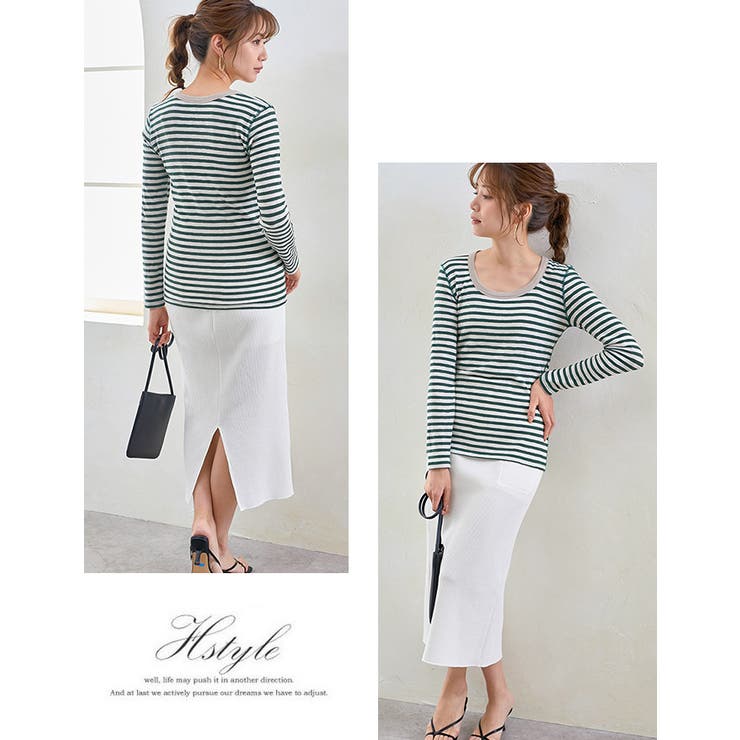 2WAYボーダーTシャツ カットソー レディース ボーダー オシャレ | karei | 詳細画像5 
