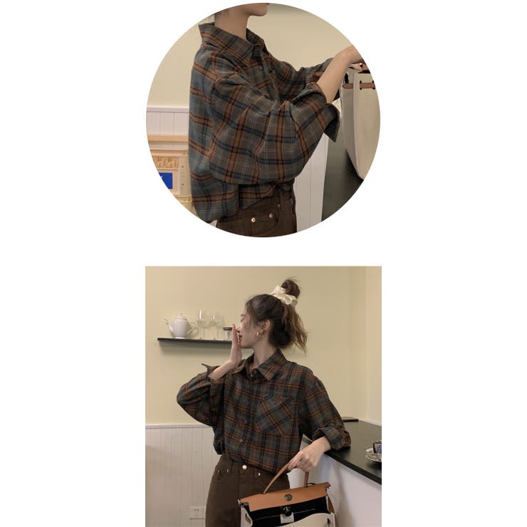 シャツ ヴィンテージ調チェック柄 大人っぽい | karei | 詳細画像6 