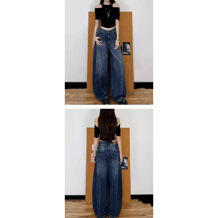 カーブデニムパンツ 脚長効果あり ウエストデニム | karei | 詳細画像10 