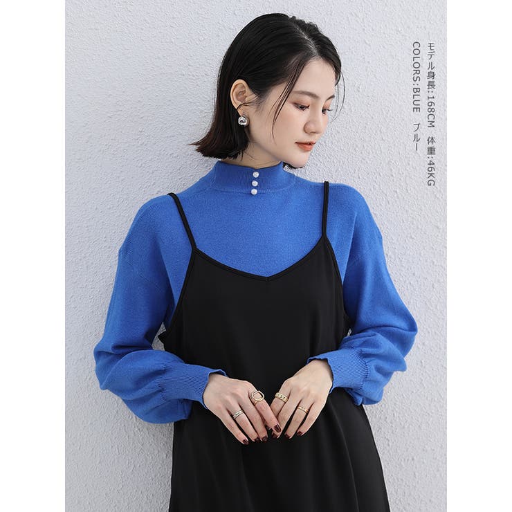 パールつきボトルネックニット ボリュームスリーブ | karei | 詳細画像12 