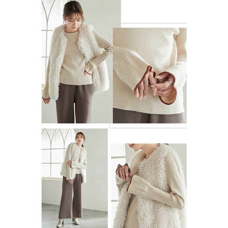 フレアスリーブニット バイカラーパイピング | karei | 詳細画像14 