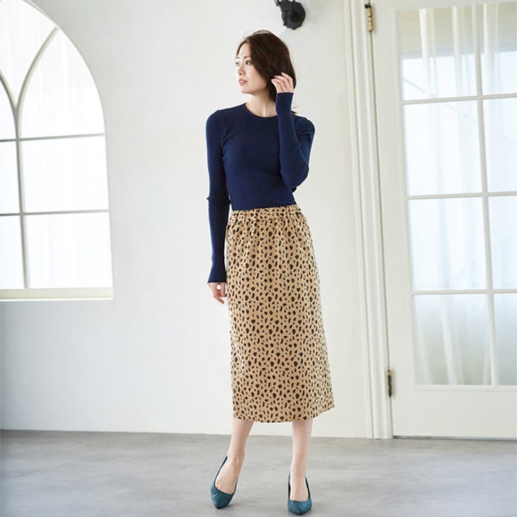 ヒョウ柄レオパート柄 アニマル柄 タイトスカート[品番：KRIW0000001