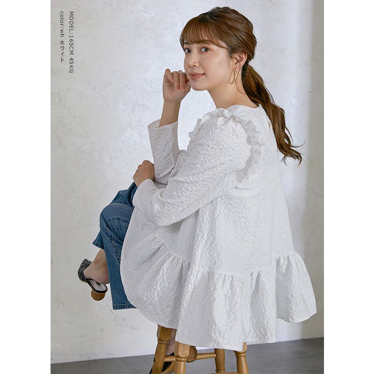 フラワージャガードトップス 肩フリル 大人 | karei | 詳細画像8 