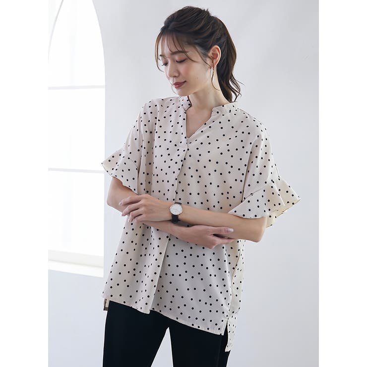 スキッパードットブラウス フリルブラウス | karei | 詳細画像11 