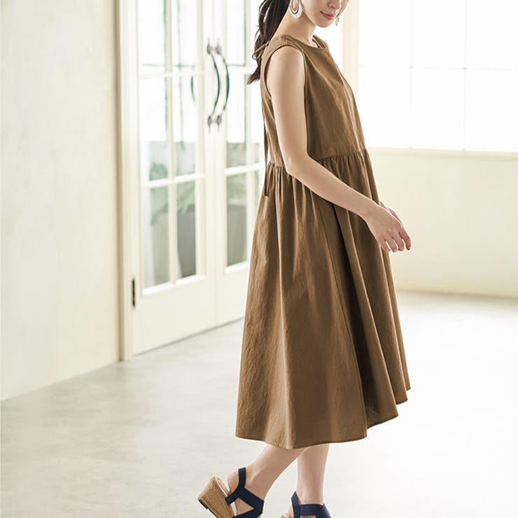 新品　AMACA ノースリーブシフォンフレアワンピース　40 定価49000 新品 AMACA ノースリーブシフォンフレアワンピース 40 定価49000