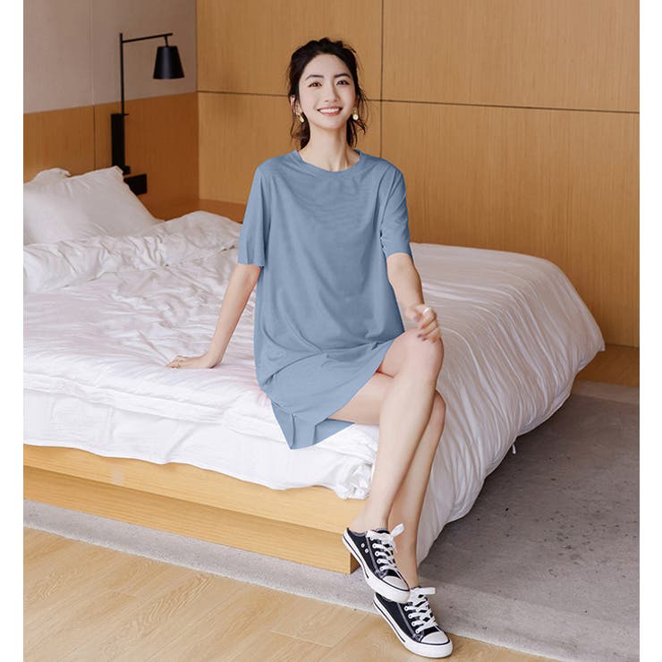 オーバーサイズカットソー ルームウェア レディース カラフル ビッグTシャツ  | karei | 詳細画像33 