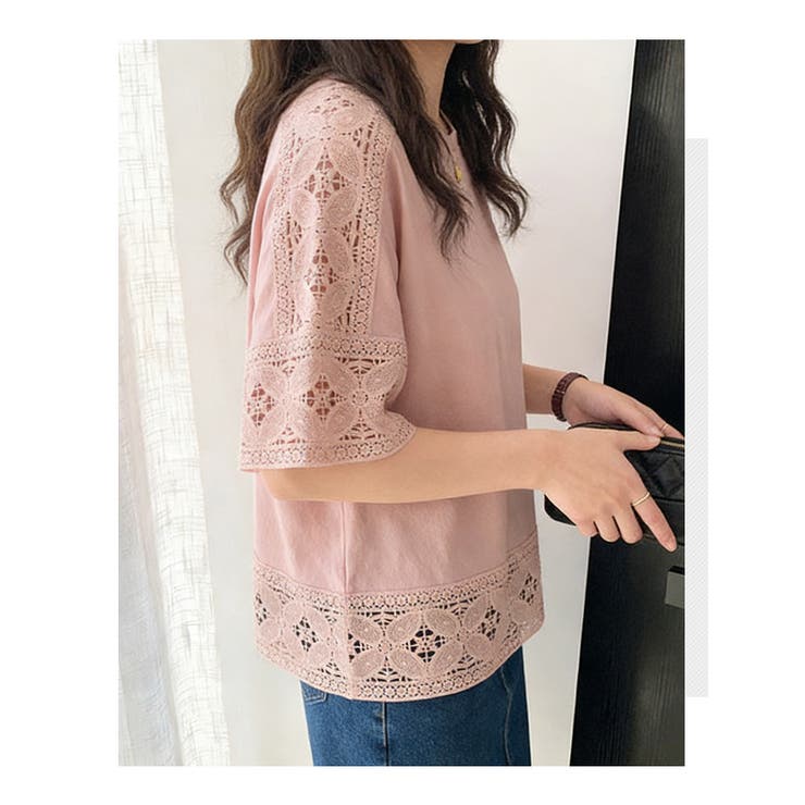 袖刺繍レース カットソー レディース | karei | 詳細画像6 