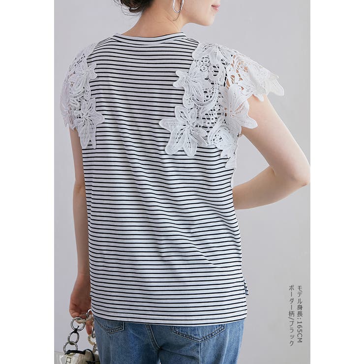 花レース袖 Tシャツ トップス | karei | 詳細画像25 