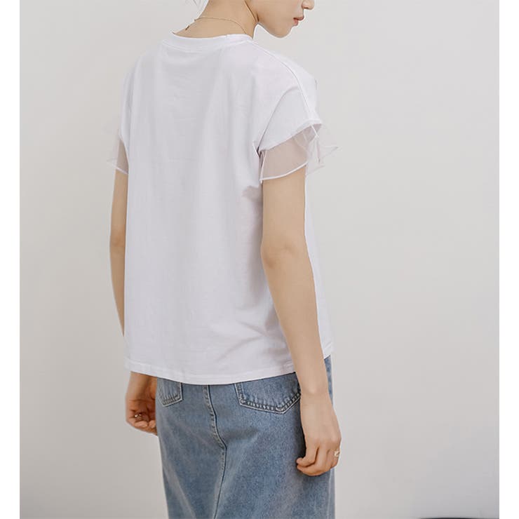 チュールキリカエフリルスリーブTシャツ | karei | 詳細画像15