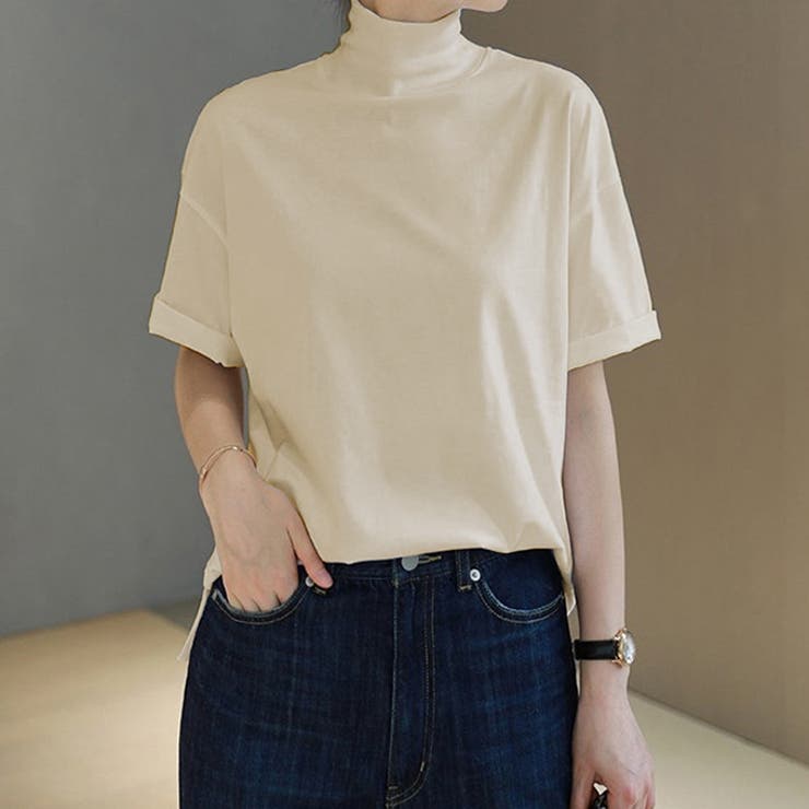 さらっと心地いい。綿100％ベーシックTシャツ 半袖 ハイネック | karei | 詳細画像20 