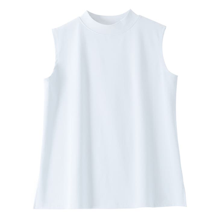 【袖なし】ホワイト | さらっと心地いい。綿100％ベーシックTシャツ 半袖 ハイネック | karei