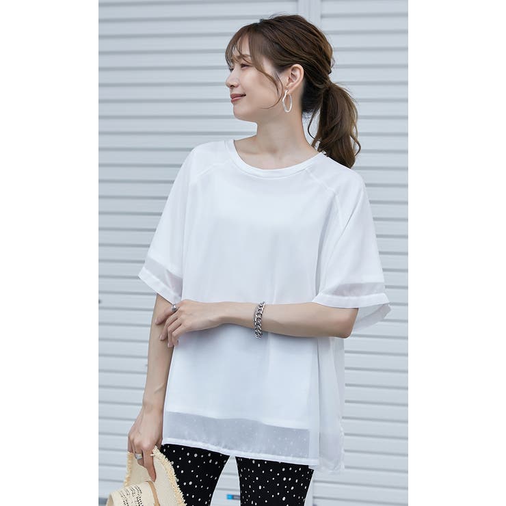 シフォン×カットソー シフォンドッキング 重ね風 | karei | 詳細画像10 