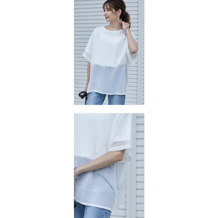シフォン×カットソー シフォンドッキング 重ね風 | karei | 詳細画像14 