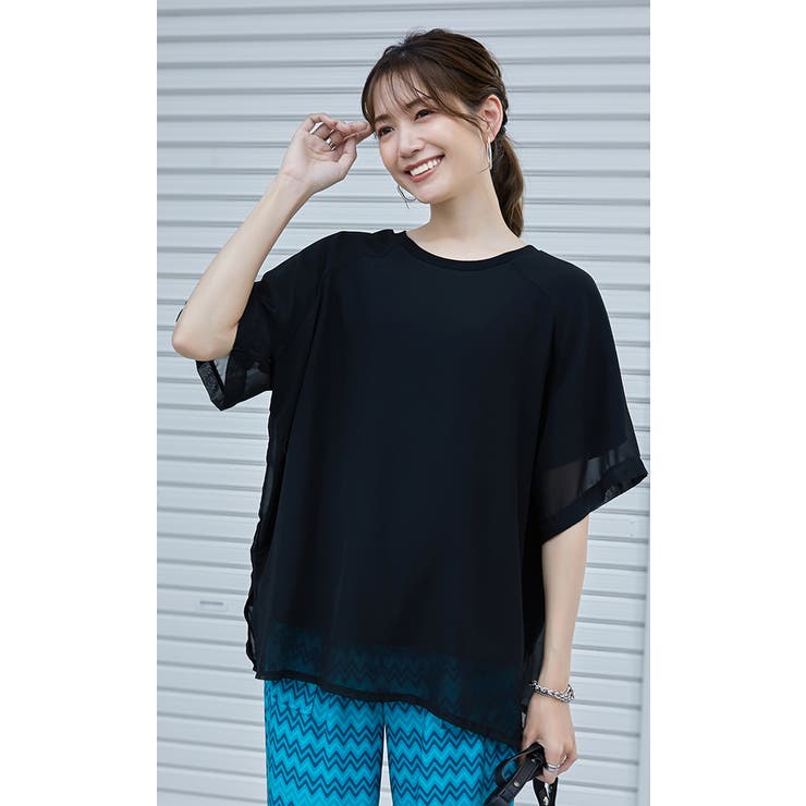 シフォン×カットソー シフォンドッキング 重ね風 | karei | 詳細画像17 